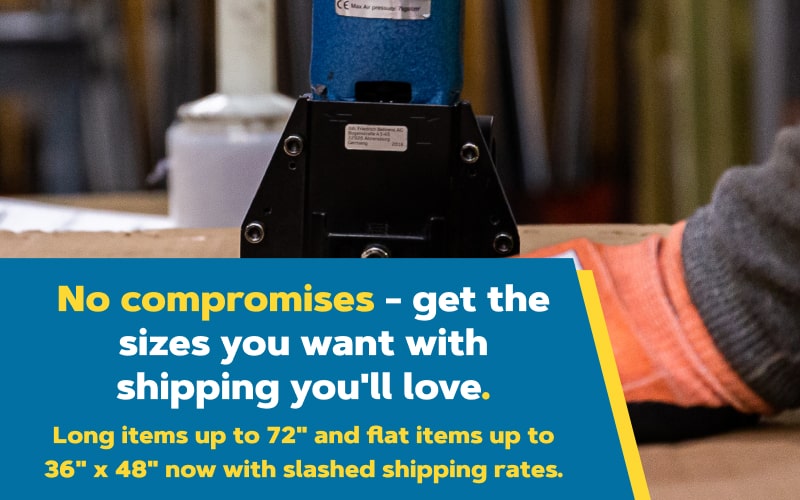 An online metals package being stappled and ready for shipping