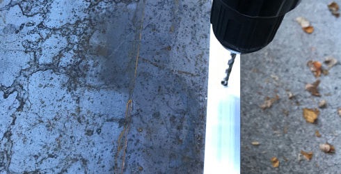 Drilling a hole into weathered steel